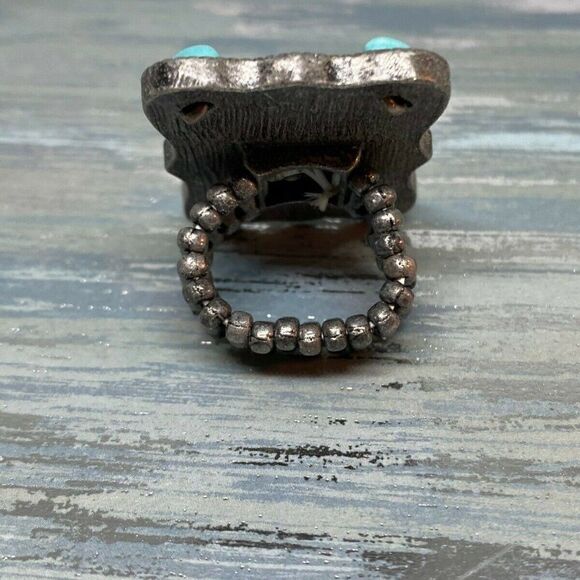 Guitar Heart Strings Turquoise Dark Silver ring - Picture 5 of 8